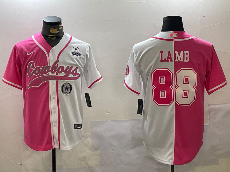 Men's Dallas Cowboys #88 CeeDee Lamb 2024 Arctic white red Stitched Baseball Jersey 6