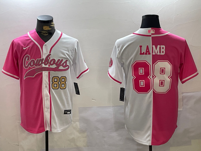 Men's Dallas Cowboys #88 CeeDee Lamb 2024 Arctic white red Stitched Baseball Jersey 1