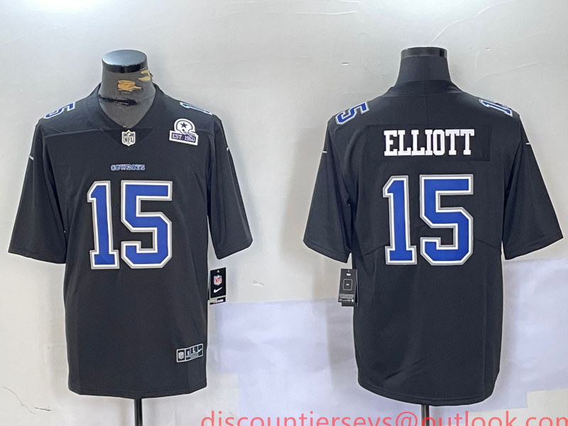 Men's Dallas Cowboys #15 Ezekiel Elliott Black Throwback Vapor Untouchable Limited Stitched Football Jersey 2