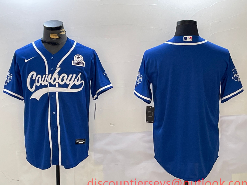 Men's Dallas Cowboys Blank Royal With Patch Cool Base Stitched Baseball Jersey 1