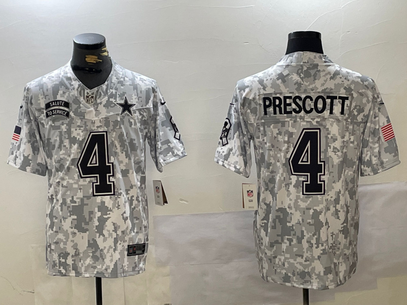 Men's Dallas Cowboys #4 Dak Prescott 2024 F.U.S.E Arctic Camo Salute To Service Limited Stitched Football Jersey