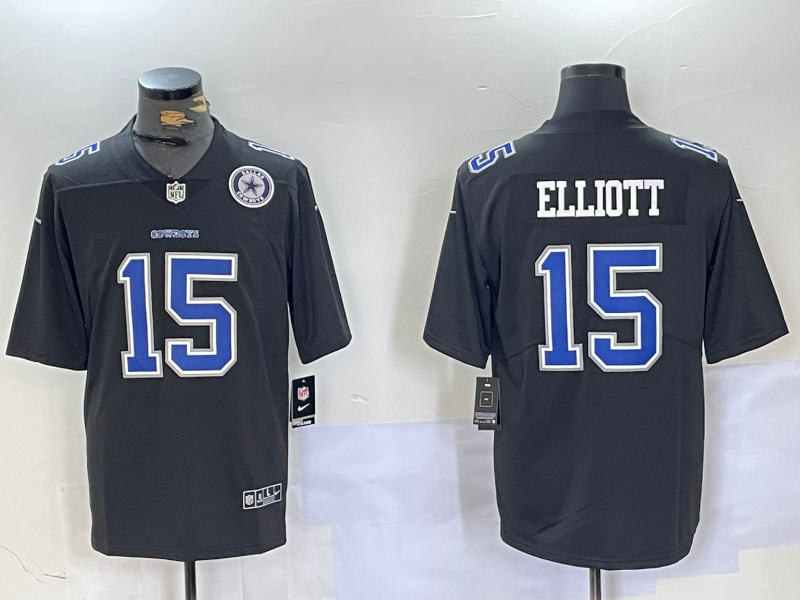 Men's Dallas Cowboys #15 Ezekiel Elliott Black Throwback Vapor Untouchable Limited Stitched Football Jersey 1