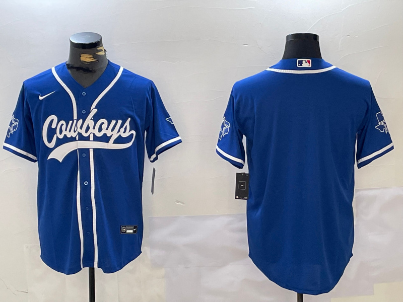 Men's Dallas Cowboys Blank Royal With Patch Cool Base Stitched Baseball Jersey