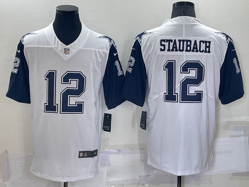 Men's Dallas Cowboys #12 Roger Staubach white Limited Stitched Football Jerse