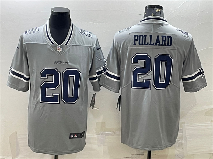 Men's Dallas Cowboys #20 Tony Pollard Gray Vapor Untouchable Limited Stitched Jersey