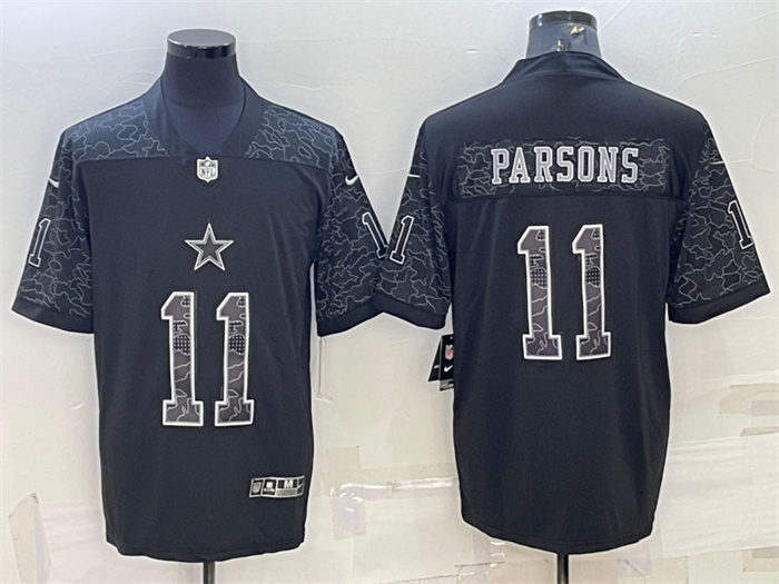 Men's Dallas Cowboys #11 Micah Parsons Black Reflective Limited Stitched Football Jersey