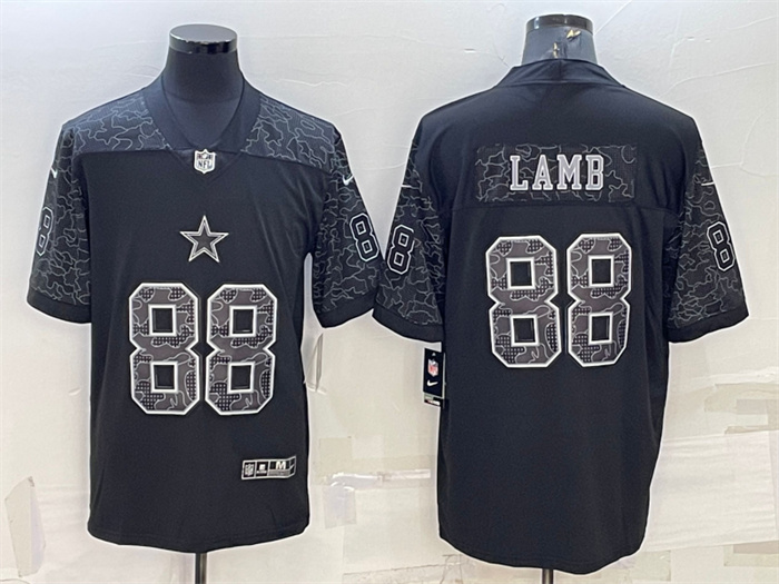 Men's Dallas Cowboys #88 CeeDee Lamb Black Reflective Limited Stitched Football Jersey