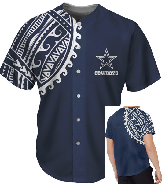 Men's Dallas Cowboys Navy Baseball Jersey