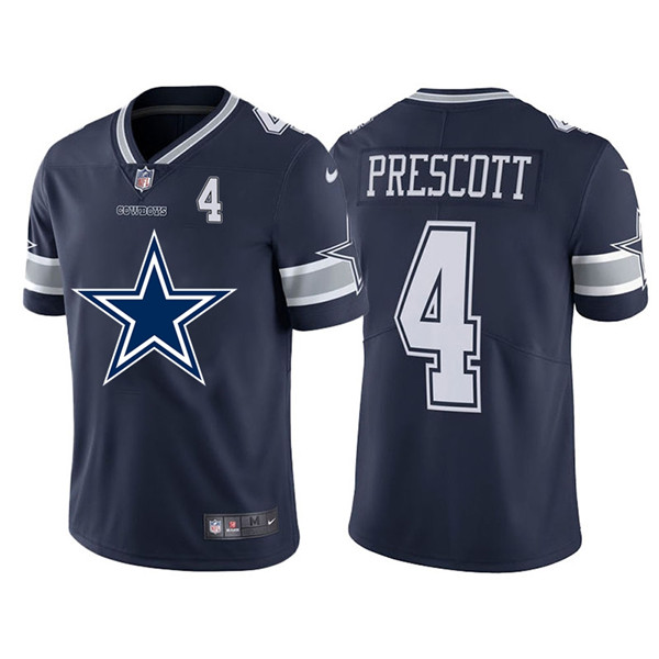 Nike Cowboys 4 Dak Prescott Navy Team Big Logo Number Vapor Untouchable Limited Jersey