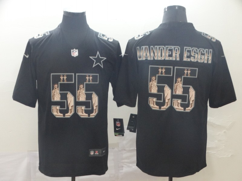 Nike Cowboys 55 Leighton Vander Esch Black Statue Of Liberty Limited Jersey