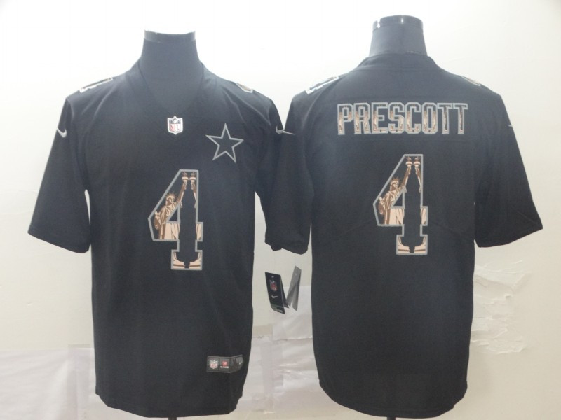 Nike Cowboys 4 Dak Prescott Black Statue Of Liberty Limited Jersey