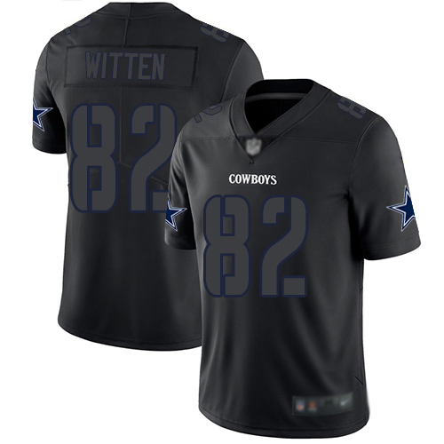 Nike Cowboys #82 Jason Witten Black Men's Stitched Football Limited Rush Impact Jersey