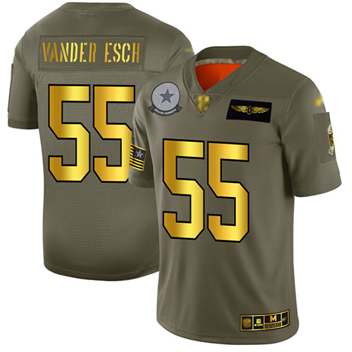 Cowboys #55 Leighton Vander Esch Camo Gold Men's Stitched Football Limited 2019 Salute To Service Jersey