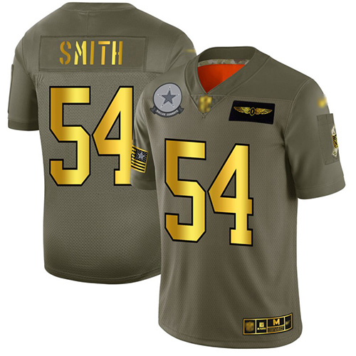 Cowboys #54 Jaylon Smith Camo Gold Men's Stitched Football Limited 2019 Salute To Service Jersey