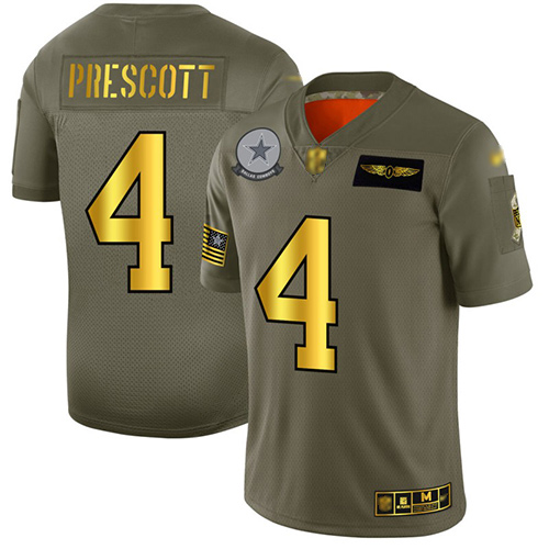 Cowboys #4 Dak Prescott Camo Gold Men's Stitched Football Limited 2019 Salute To Service Jersey