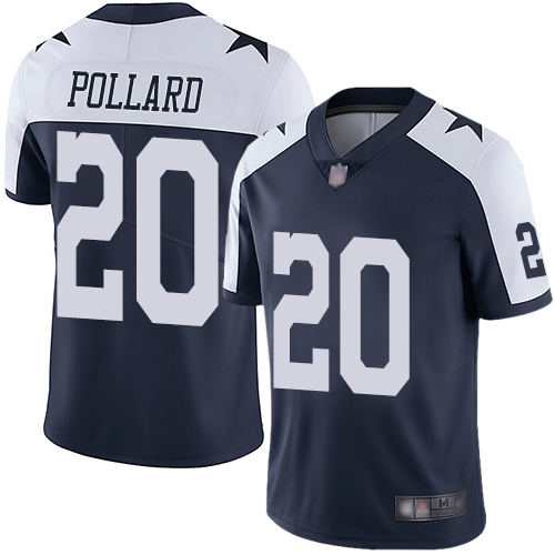 Men Dallas Cowboys #20 Tony Pollard Vapor Untouchable Limited Navy Blue Throwback Jersey