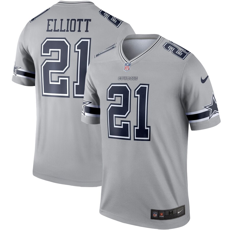 Nike Cowboys 21 Ezekiel Elliott Gray Inverted Legend Jersey