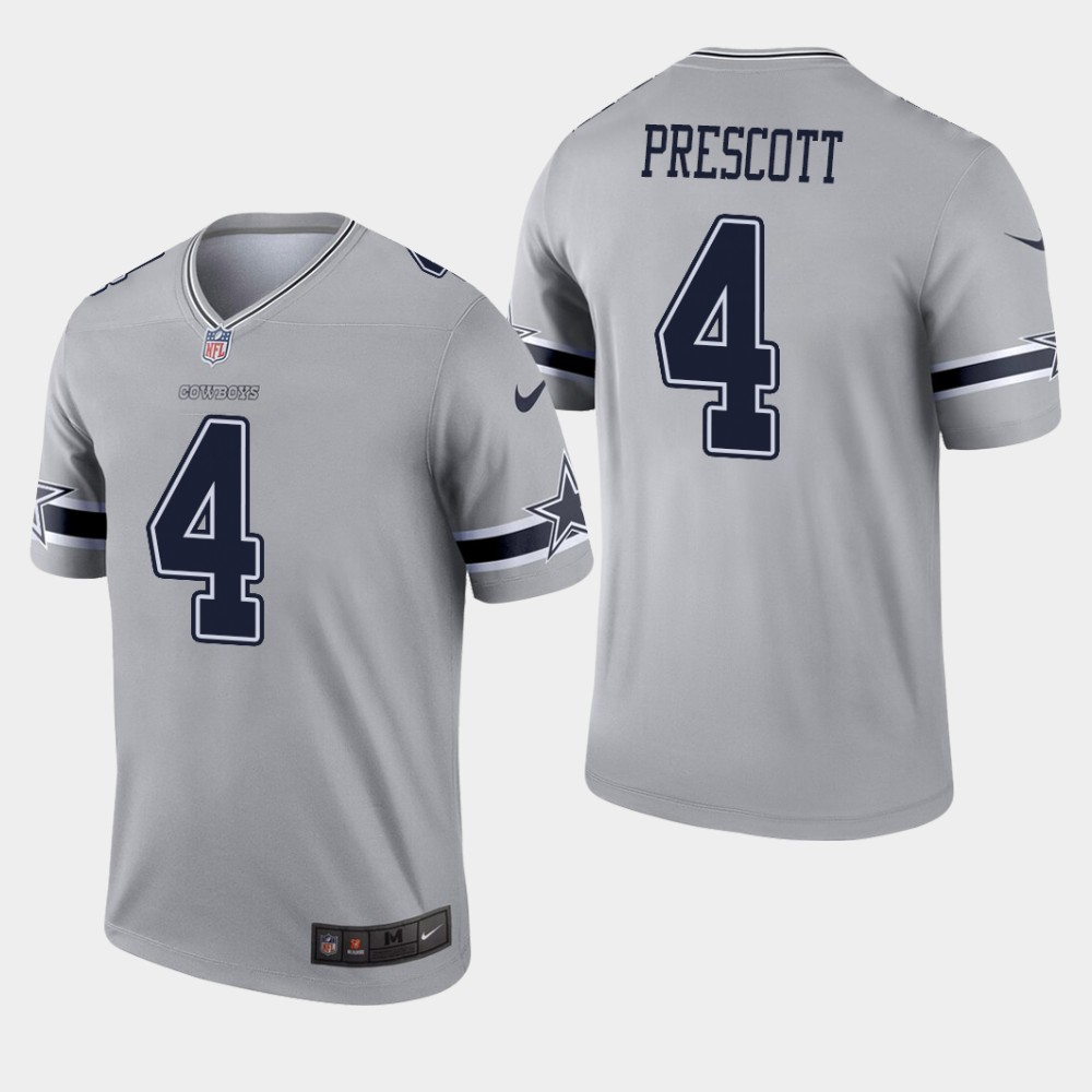 Dallas Cowboys #4 Dak Prescott Inverted Legend Gray Jersey