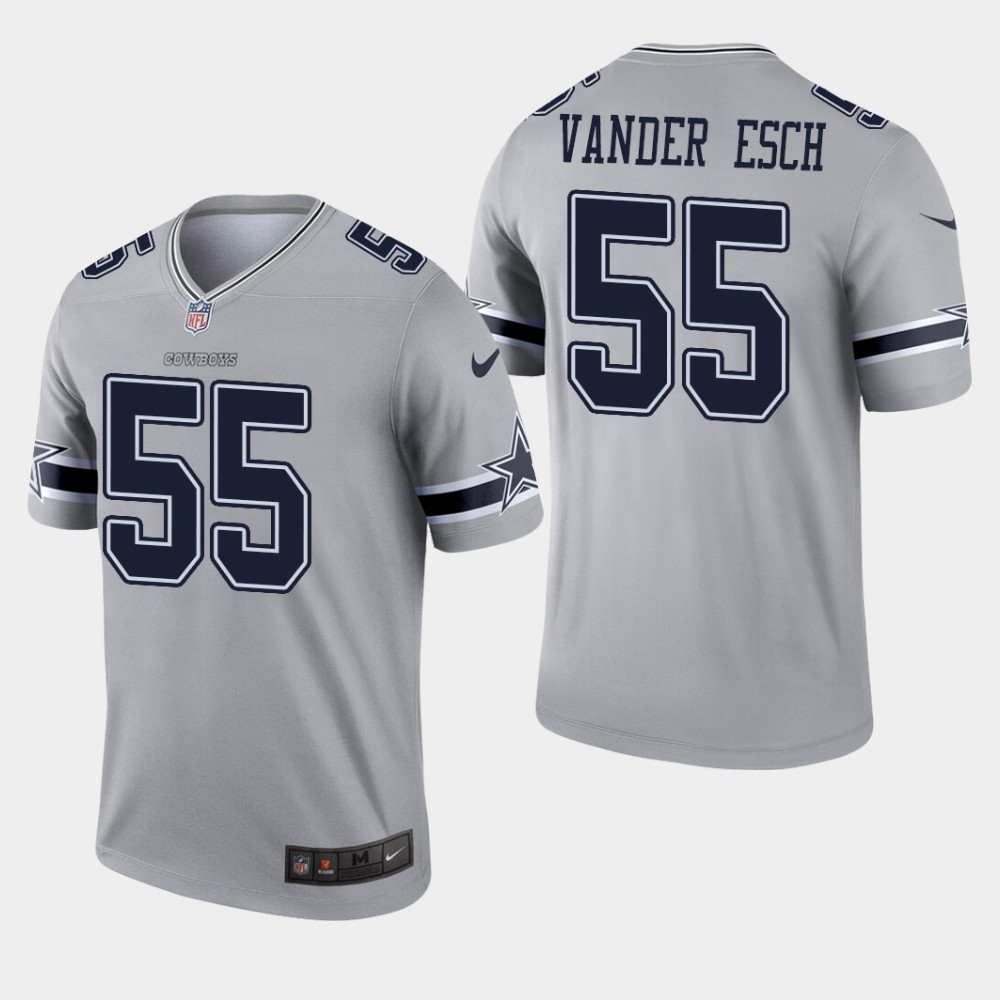 Men's Dallas Cowboys #55 Leighton Vander Esch Inverted Legend Gray Jersey