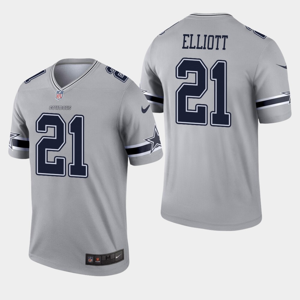 Dallas Cowboys #21 Ezekiel Elliott Inverted Legend Gray Jersey