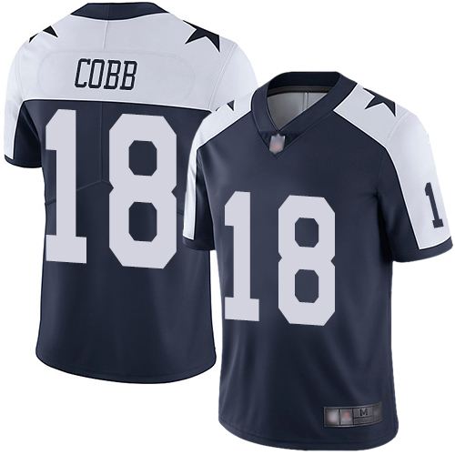 Cowboys #18 Randall Cobb Navy Blue Thanksgiving Men's Stitched Football Vapor Untouchable Limited Throwback Jersey