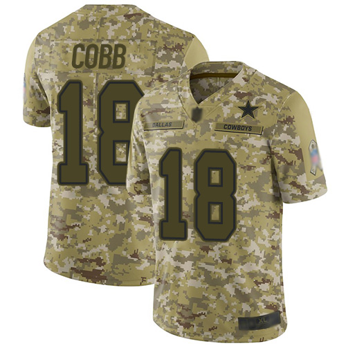 Cowboys #18 Randall Cobb Camo Men's Stitched Football Limited 2018 Salute To Service Jersey