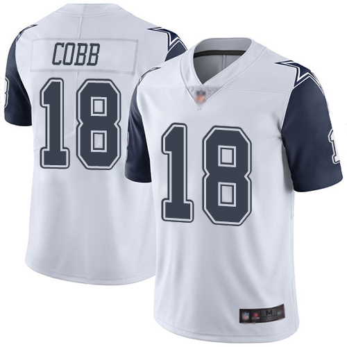 Cowboys #18 Randall Cobb White Men's Stitched Football Limited Rush Jersey