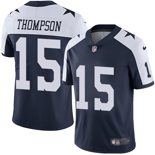 Nike Cowboys #15 Deonte Thompson Navy Blue Thanksgiving Men's Stitched NFL Vapor Untouchable Limited Throwback Jersey