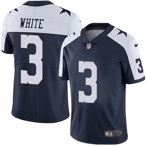 Nike Cowboys #3 Mike White Navy Blue Thanksgiving Men's Stitched NFL Vapor Untouchable Limited Throwback Jersey