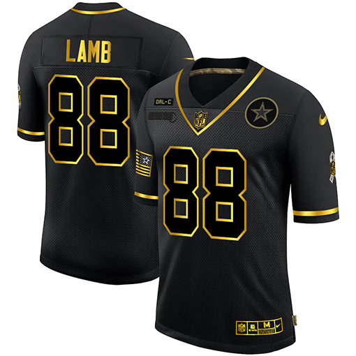 Nike Cowboys 88 Ceedee Lamb Black Gold 2020 Salute To Service Limited Jersey