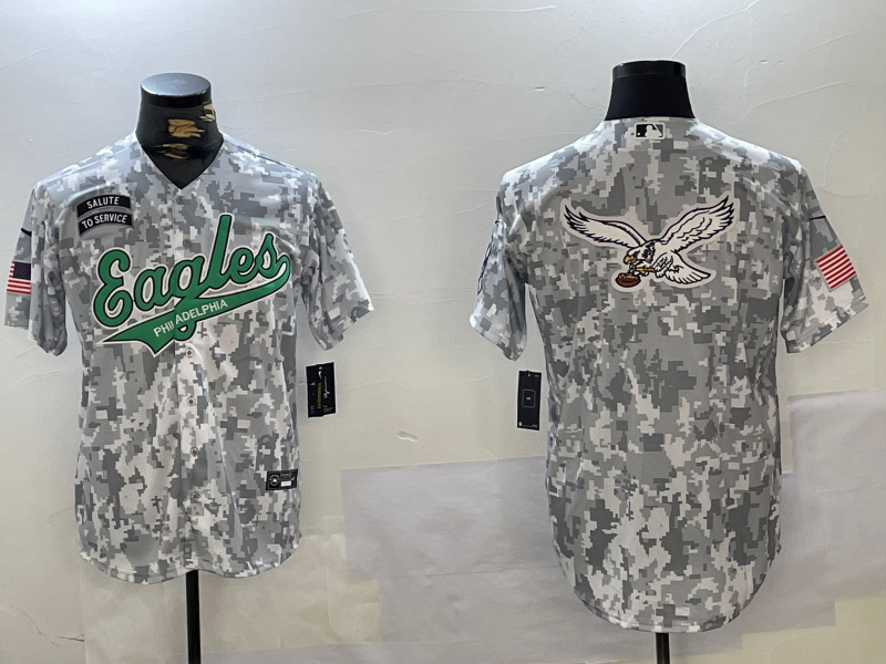 Men's Philadelphia Eagles big logo 2024 F.U.S.E Arctic Camo Salute To Service Limited Stitched Jersey 10