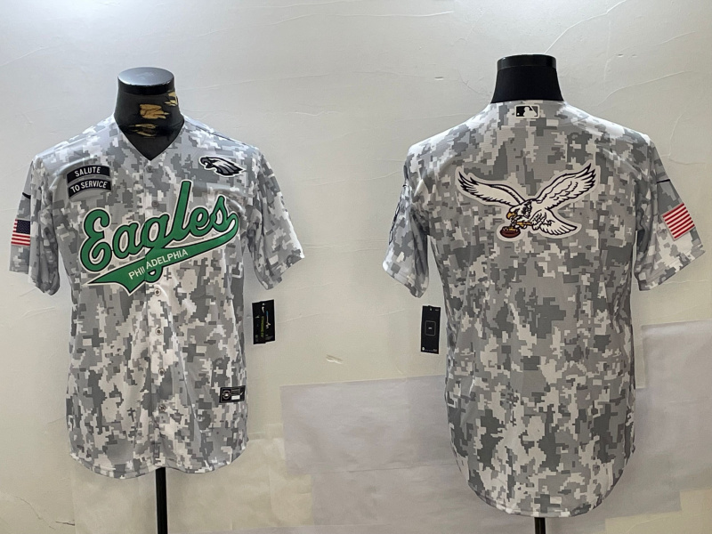 Men's Philadelphia Eagles big logo 2024 F.U.S.E Arctic Camo Salute To Service Limited Stitched Jersey 9