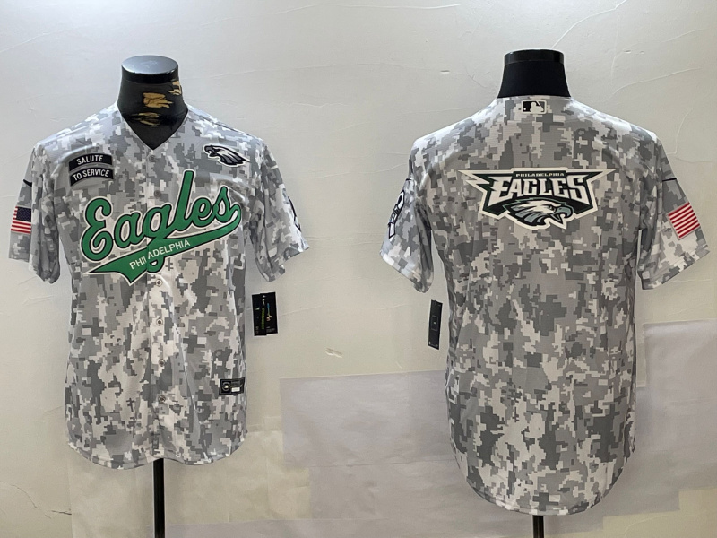 Men's Philadelphia Eagles big logo 2024 F.U.S.E Arctic Camo Salute To Service Limited Stitched Jersey 3