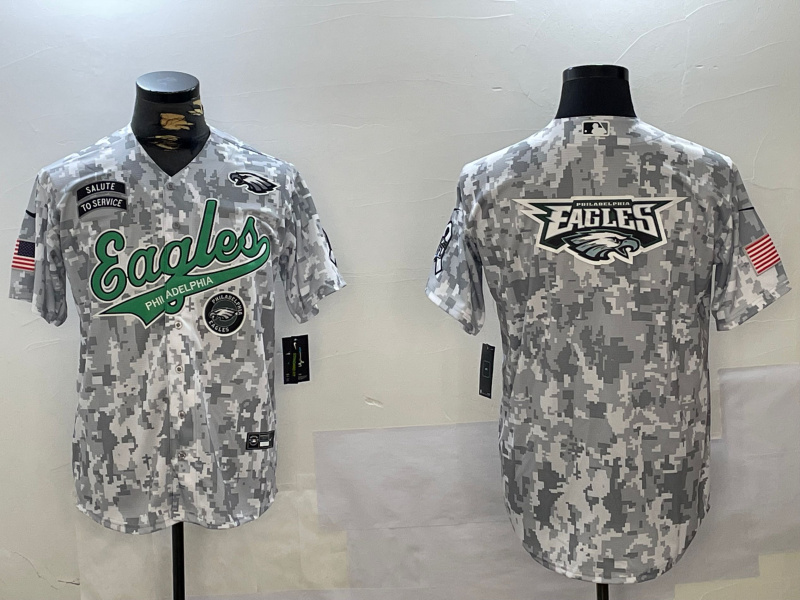 Men's Philadelphia Eagles big logo 2024 F.U.S.E Arctic Camo Salute To Service Limited Stitched Jersey