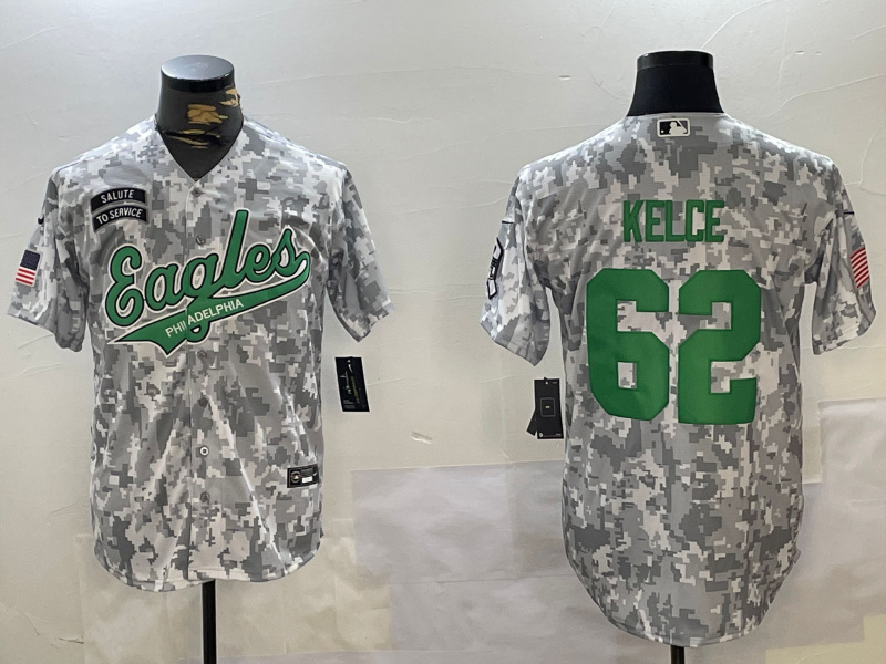 Men's Philadelphia Eagles #62 Jason Kelce Arctic Camo Salute To Service Limited Stitched Jersey