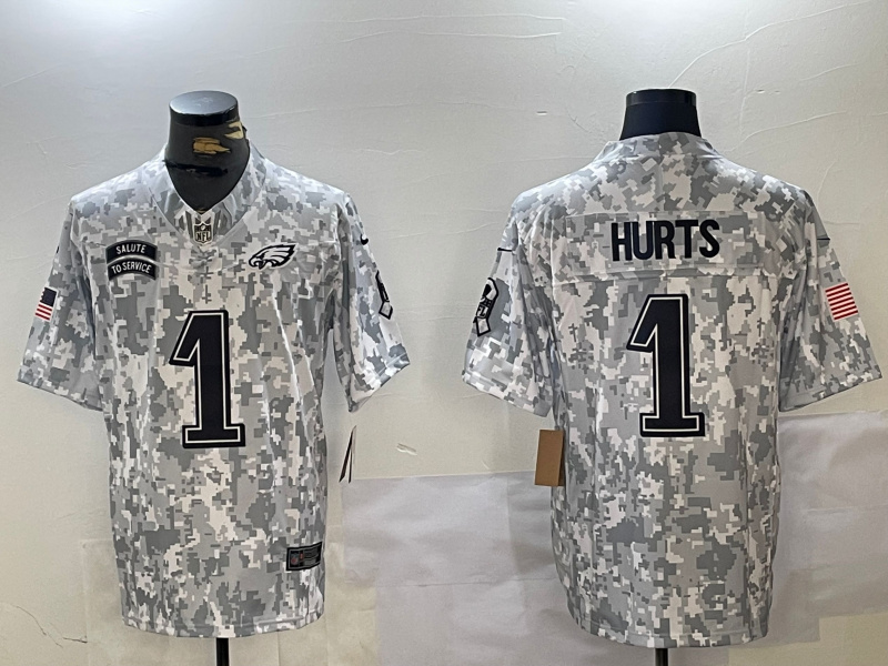 Men's Philadelphia Eagles #1 Jalen Hurts 2024 F.U.S.E Arctic Camo Salute To Service Limited Stitched Football jerseys