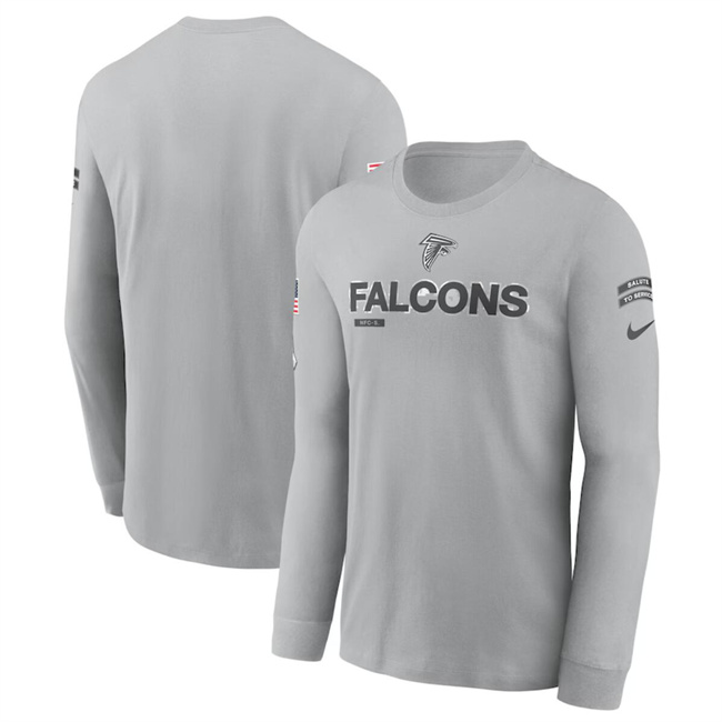 Men's Atlanta Falcons 2024 Gray Salute To Service Long Sleeve T-Shirt