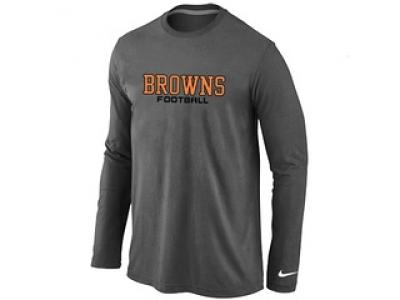 NEW Cleveland Browns Authentic font Long Sleeve T-Shirt D.Grey