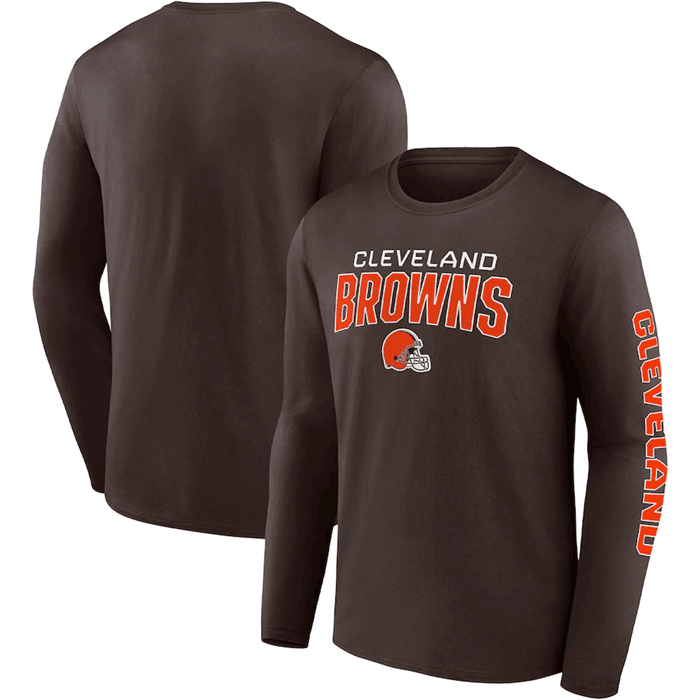 Men's Cleveland Browns Brown Go The Distance Long Sleeve T-Shirt