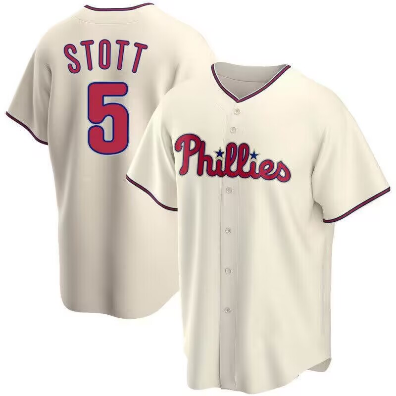 Men's Philadelphia Phillies #5 Bryson Stott Cream Cool Base Stitched Baseball Jersey