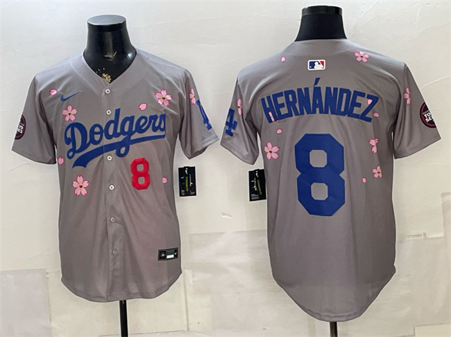 Men's Los Angeles Dodgers #8 Enrique Hernández Grey 2025 Tokyo Series Limited Stitched