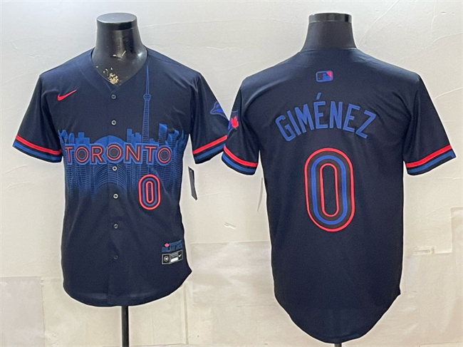 Men's Toronto Blue Jays #0 Andrés Giménez Navy 2024 City Connect Limited Stitched Baseball Jersey Men's Toronto Blue Jays #0 Andrés Giménez Navy 2024 City Connect Limited Stitched Baseball Jersey
