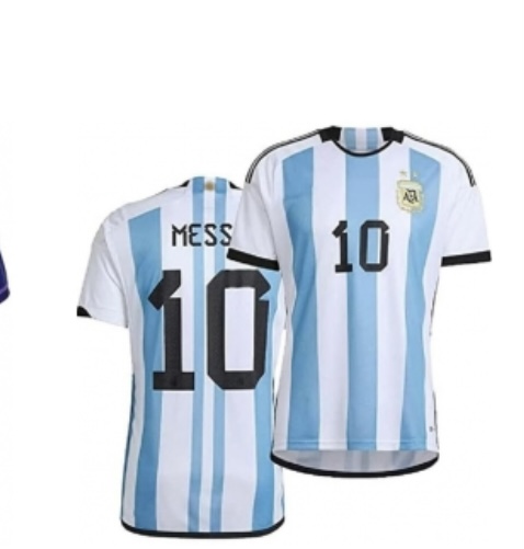 Youth Argentina #10 Messi White Blue 3 Stars Home Soccer Jersey Suit